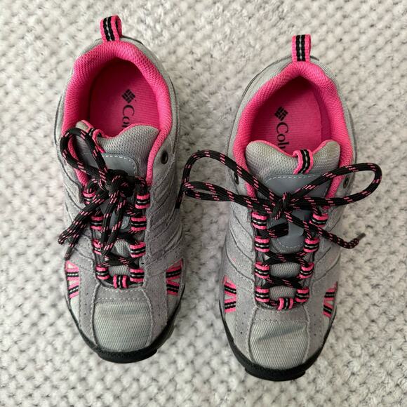 Columbia Omni-Grip Waterproof Sneakers Girls 2 Gray Pink Techlite Shoes Lace Up - Picture 3 of 14